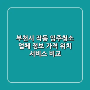 부천시 작동 입주청소 업체 정보 - 가격, 위치, 서비스 비교