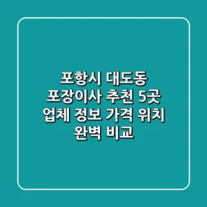 포항시 대도동 포장이사 추천: 5곳 업체 정보, 가격, 위치 완벽 비교
