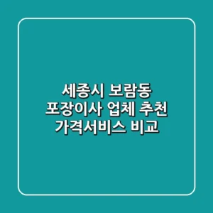 세종시 보람동 포장이사 업체 추천 - 가격/서비스 비교