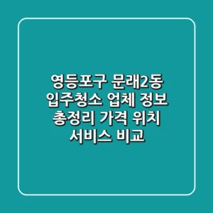 영등포구 문래2동 입주청소 업체 정보 총정리 - 가격, 위치, 서비스 비교