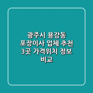 광주시 용강동 포장이사 업체 추천 - 3곳 가격/위치 정보 비교