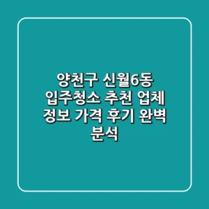 양천구 신월6동 입주청소 추천: 업체 정보, 가격, 후기 완벽 분석