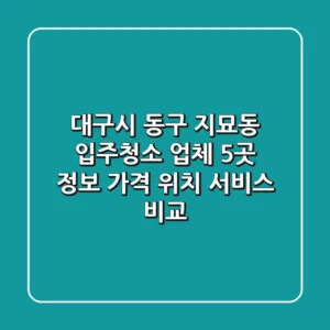 대구시 동구 지묘동 입주청소 업체 5곳 정보 - 가격, 위치, 서비스 비교