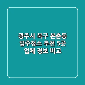 광주시 북구 본촌동 입주청소 추천: 5곳 업체 정보 비교
