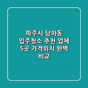 파주시 당하동 입주청소 추천 업체 5곳 - 가격/위치 완벽 비교