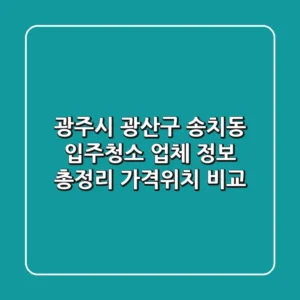 광주시 광산구 송치동 입주청소 업체 정보 총정리 - 가격/위치 비교