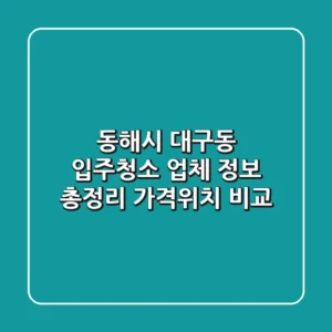 동해시 대구동 입주청소 업체 정보 총정리 - 가격/위치 비교