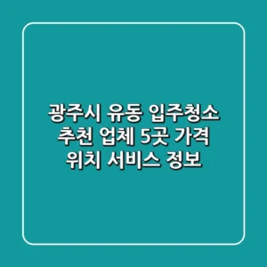 광주시 유동 입주청소 추천 업체 5곳 - 가격, 위치, 서비스 정보