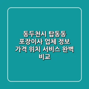 동두천시 탑동동 포장이사 업체 정보: 가격, 위치, 서비스 완벽 비교