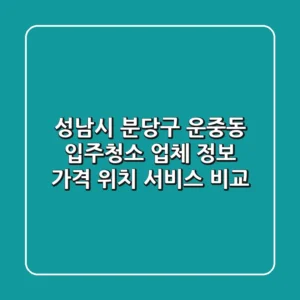 성남시 분당구 운중동 입주청소 업체 정보 - 가격, 위치, 서비스 비교