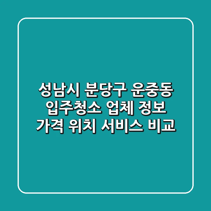 성남시 분당구 운중동 입주청소 업체 정보 - 가격, 위치, 서비스 비교