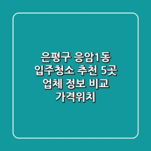 은평구 응암1동 입주청소 추천: 5곳 업체 정보 비교 (가격/위치)