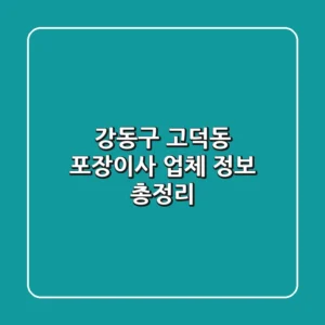 강동구 고덕동 포장이사 업체 정보 총정리