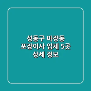 성동구 마장동 포장이사 업체 5곳 상세 정보