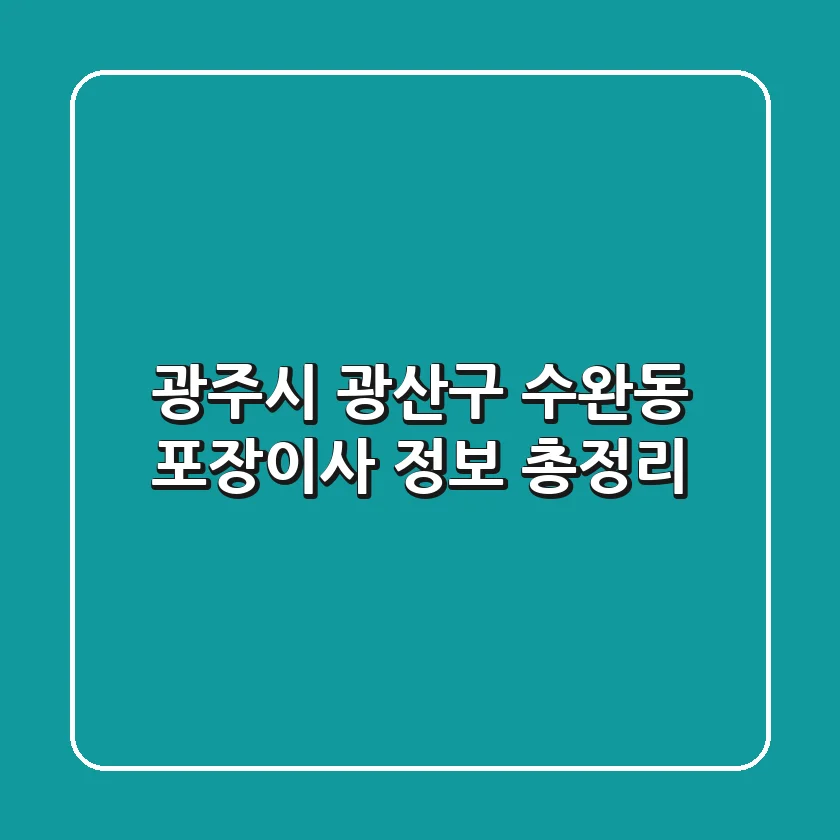 광주시 광산구 수완동 포장이사 정보 총정리