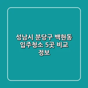 성남시 분당구 백현동 입주청소 5곳 비교 정보