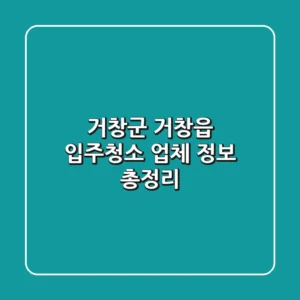 거창군 거창읍 입주청소 업체 정보 총정리