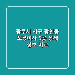 광주시 서구 광천동 포장이사 5곳 상세 정보 비교
