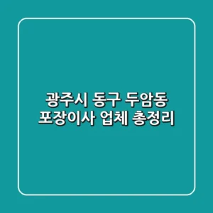 광주시 동구 두암동 포장이사 업체 총정리