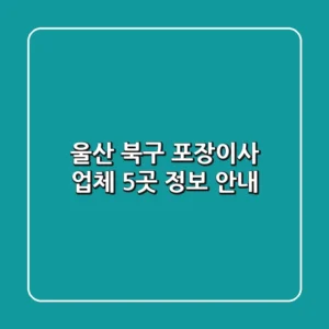 울산 북구 포장이사 업체 5곳 정보 안내