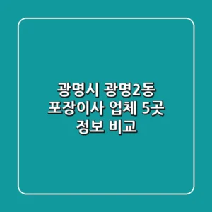 광명시 광명2동 포장이사 업체 5곳 정보 비교