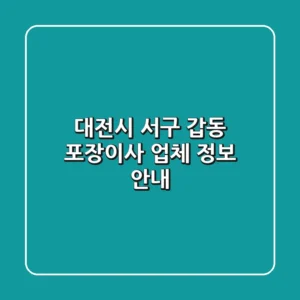 대전시 서구 갑동 포장이사 업체 정보 안내