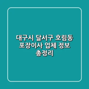 대구시 달서구 호림동 포장이사 업체 정보 총정리