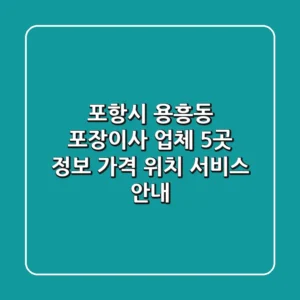 포항시 용흥동 포장이사 업체 5곳 정보 - 가격, 위치, 서비스 안내