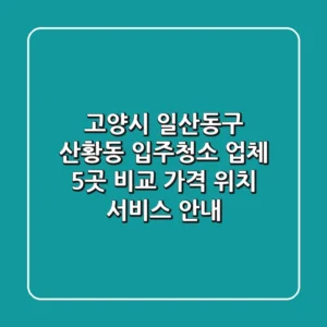 고양시 일산동구 산황동 입주청소 업체 5곳 비교 - 가격, 위치, 서비스 안내