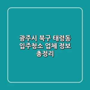 광주시 북구 태령동 입주청소 업체 정보 총정리