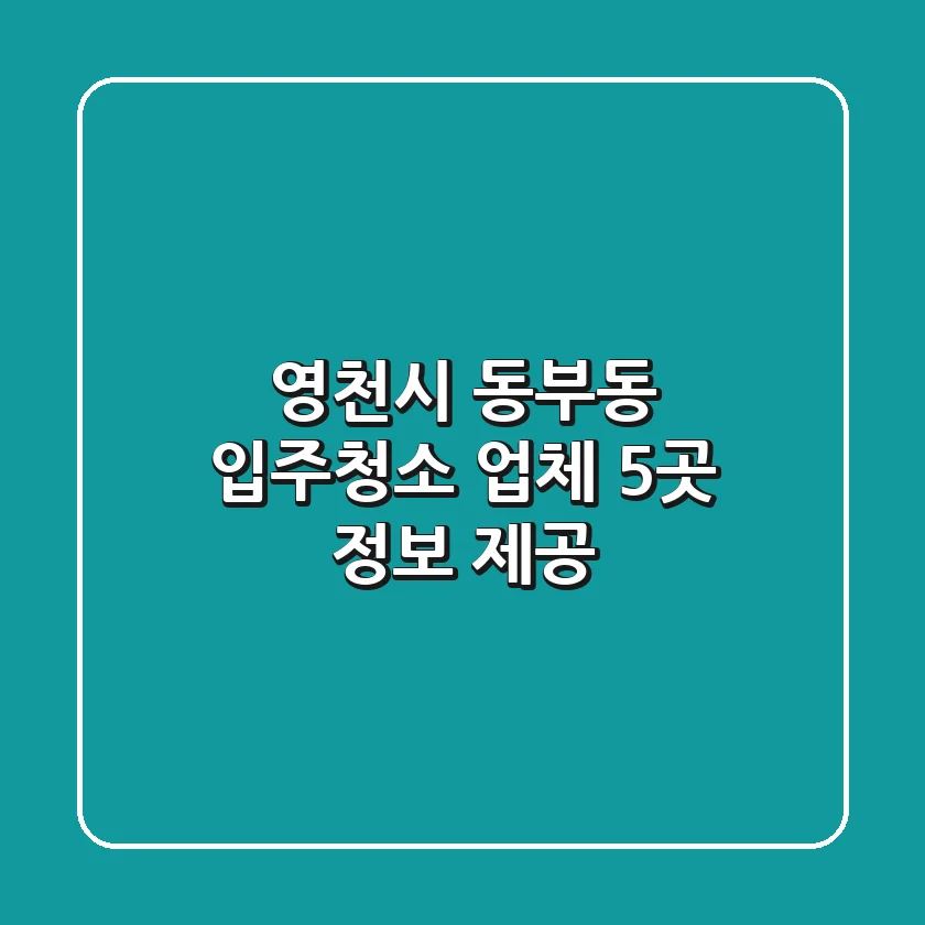 영천시 동부동 입주청소 업체 5곳 정보 제공