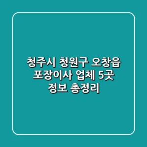 청주시 청원구 오창읍 포장이사 업체 5곳 정보 총정리