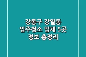 강동구 강일동 입주청소 업체 5곳 정보 총정리