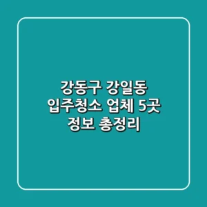 강동구 강일동 입주청소 업체 5곳 정보 총정리