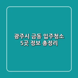 광주시 금동 입주청소 5곳 정보 총정리