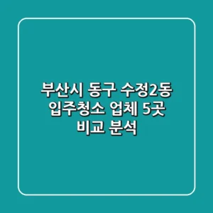 부산시 동구 수정2동 입주청소 업체 5곳 비교 분석