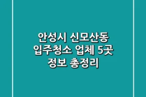 안성시 신모산동 입주청소 업체 5곳 정보 총정리