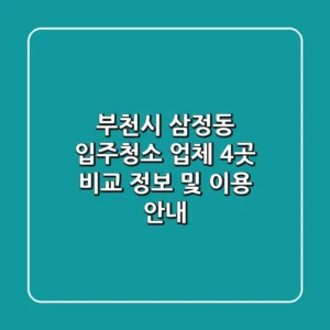 부천시 삼정동 입주청소 업체 4곳 비교 - 정보 및 이용 안내