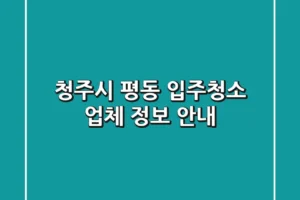 청주시 평동 입주청소 업체 정보 안내