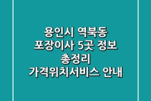 용인시 역북동 포장이사 5곳 정보 총정리 – 가격/위치/서비스 안내