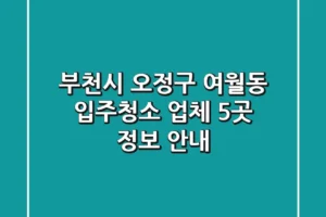 부천시 오정구 여월동 입주청소 업체 5곳 정보 안내