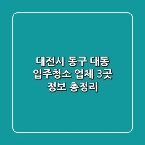 대전시 동구 대동 입주청소 업체 3곳 정보 총정리