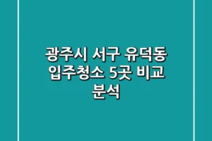 광주시 서구 유덕동 입주청소 5곳 비교 분석