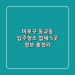 마포구 동교동 입주청소 업체 5곳 정보 총정리