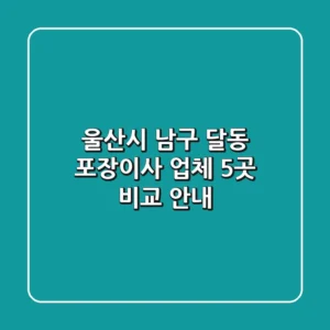 울산시 남구 달동 포장이사 업체 5곳 비교 안내