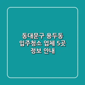 동대문구 용두동 입주청소 업체 5곳 정보 안내