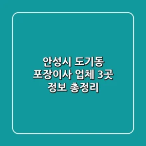 안성시 도기동 포장이사 업체 3곳 정보 총정리