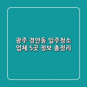 광주 경안동 입주청소 업체 5곳 정보 총정리