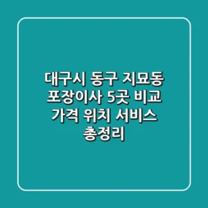 대구시 동구 지묘동 포장이사 5곳 비교 - 가격, 위치, 서비스 총정리