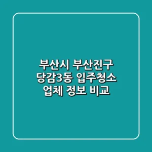 부산시 부산진구 당감3동 입주청소 업체 정보 비교